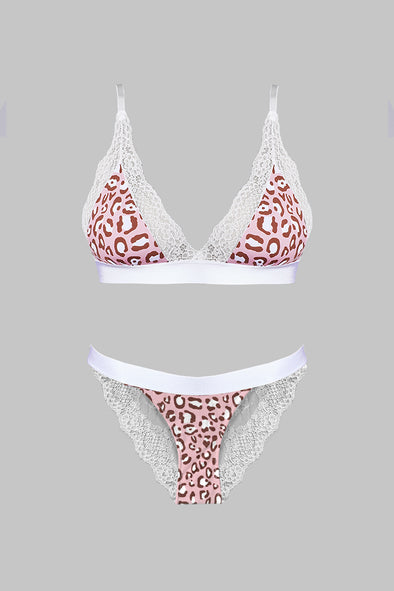 Pink Leopard Lingerie Set