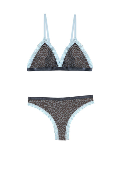 Azur Leo Print Lingerie Set